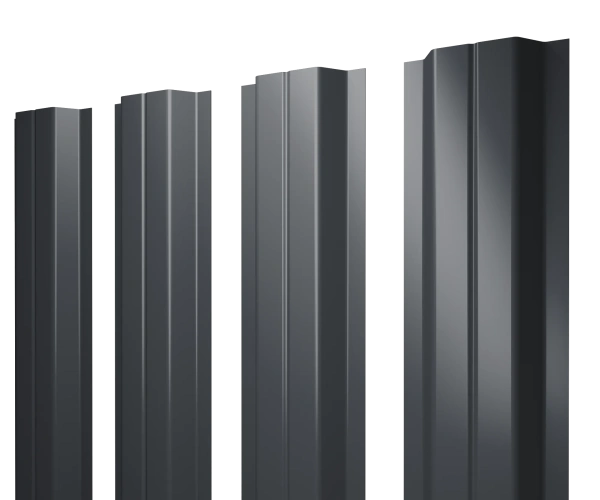 Евроштакетник двусторонний П-образный 0,4x110 мм серый RAL 7024 1м