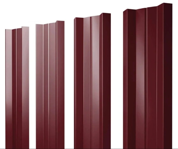 Евроштакетник М-образный 0,45x110 мм вишневый RAL 3005 1м